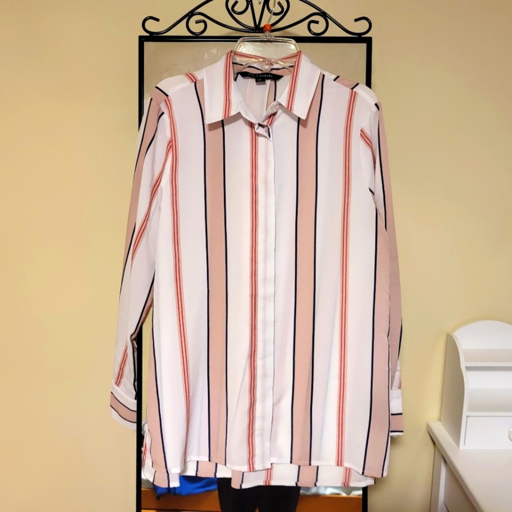 Pink and white striped button down (size s)